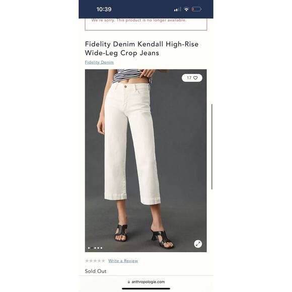 NWT Fidelity Kendall Denim Mid Rise S1066 Anthropologie Jeans 26 Wide Leg Crop - Picture 11 of 14